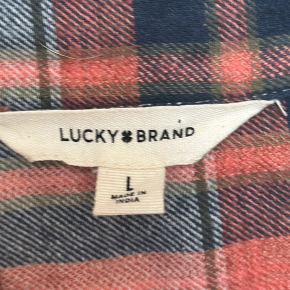 Lucky Brand Flannel Shirt Cropped Fringe 
Long Sleeve Button Up Country Western - Picture 8 of 10